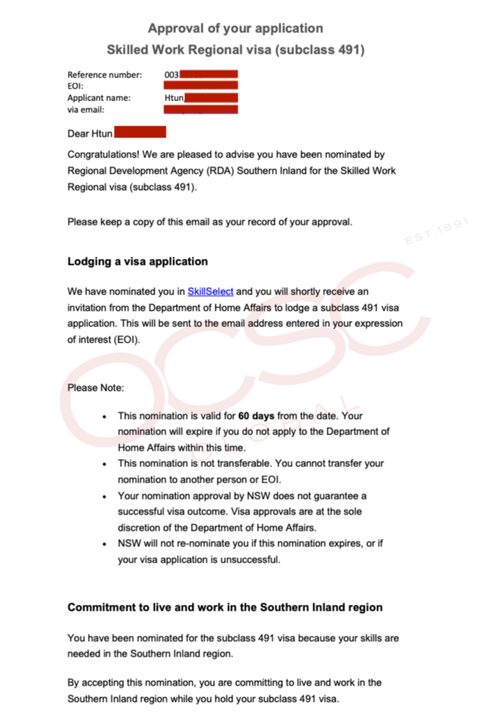 Invitation to Apply (ITA) for Australia Temporary Resident (Provisional