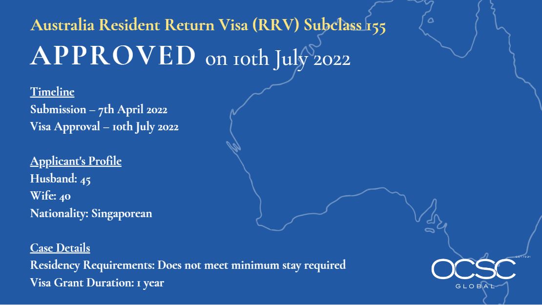 Approval for Resident Return Visa (RRV) Subclass 155