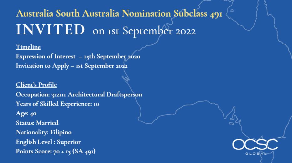 Invitation to Apply for South Australia State omination Subclass 491