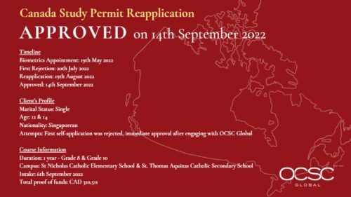 Approval for Canada Study Permit Re-application