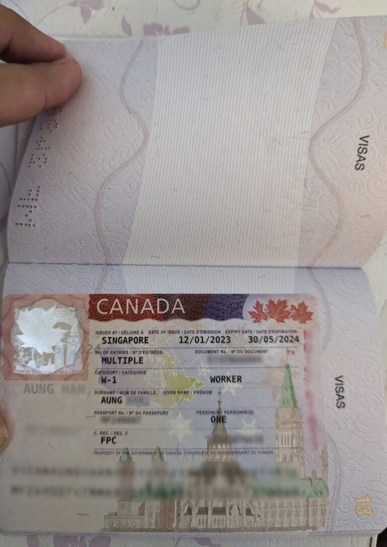 Aung's Work Permit Visa Stamp